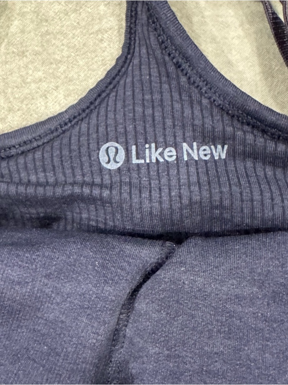 Lululemon Navy Strappy Knit shelf bra tank with Textured Stripes - Picture 9 of 10